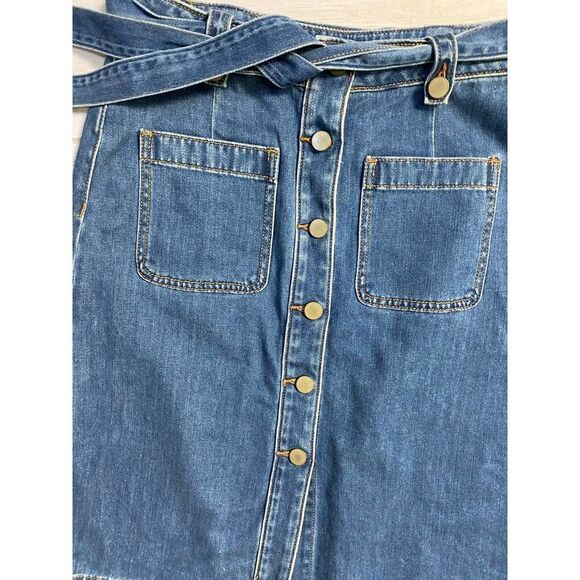 Ann Tayor LOFT Denim Button Down Belted Skirt - Picture 2 of 3